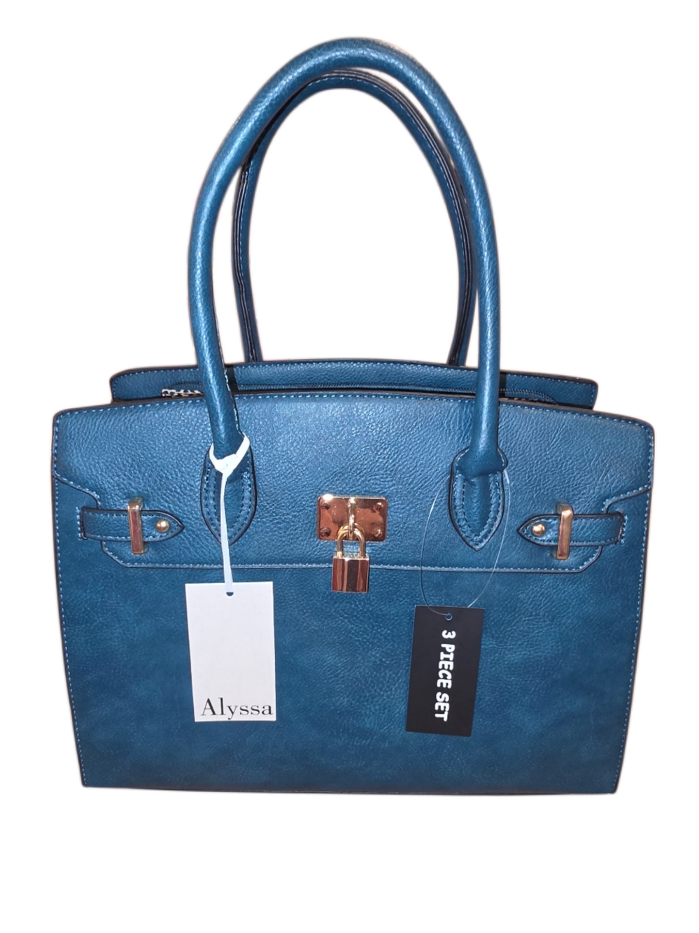 Brand New - 3-Piece Teal Blue Satchel Set - Large Purse, Mini Me & Pouch - Picture 6 of 6